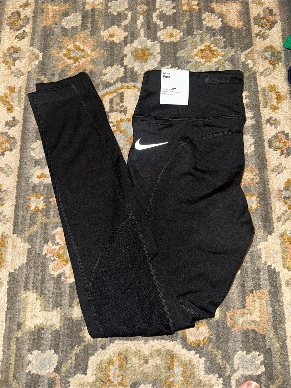 Nike Black Kids' Dri-FIT Performance Leggings with White Swoosh